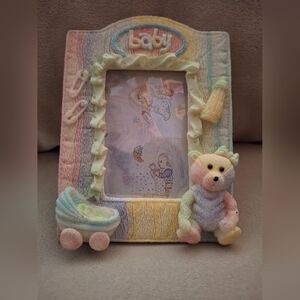 Pastel Baby Photo Frame with Teddy Bear